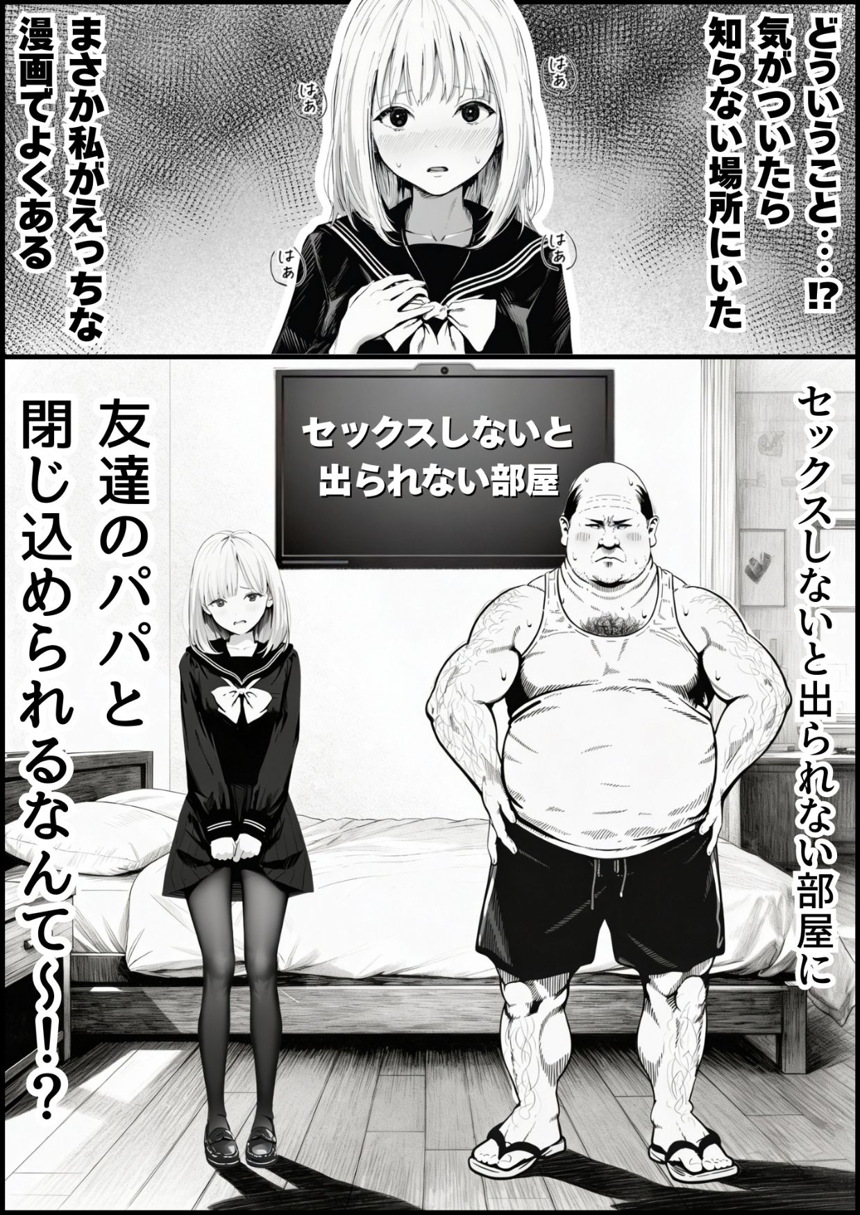 セックスしないと出られない部屋に親友のパパと閉じ込められたんですけど〜！？ 無料サンプル画像1